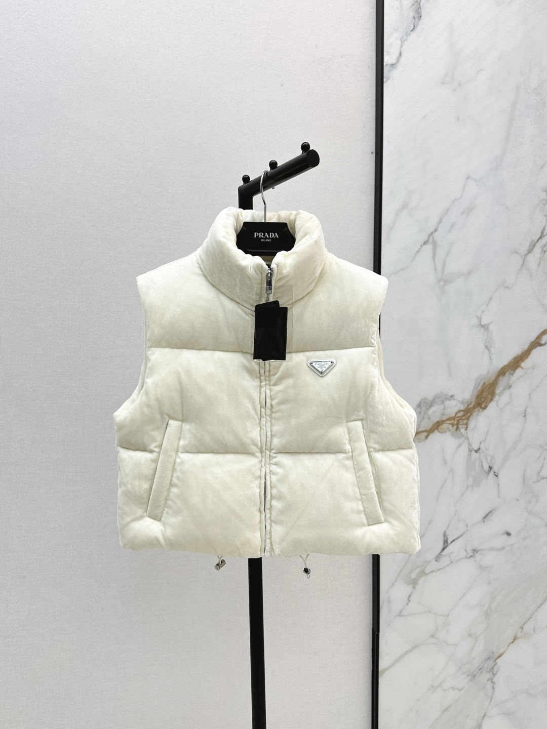 Prada Velvet Padded Vest Classic H Short Fit, Chic & Warm, Two Colors