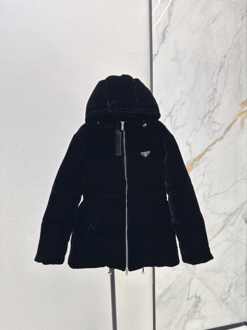 Prada Velvet Down Jacket with Hood - Stylish & Warm Winter Outerwear 1 Prada Velvet Down Jacket with Hood - Stylish & Warm Winter Outerwear
