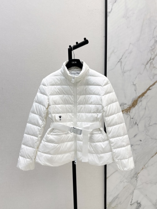 Dior Women's White Down Jacket with Belt - Slim Fit, Lightweight 1 Dior Women's White Down Jacket with Belt - Slim Fit, Lightweight