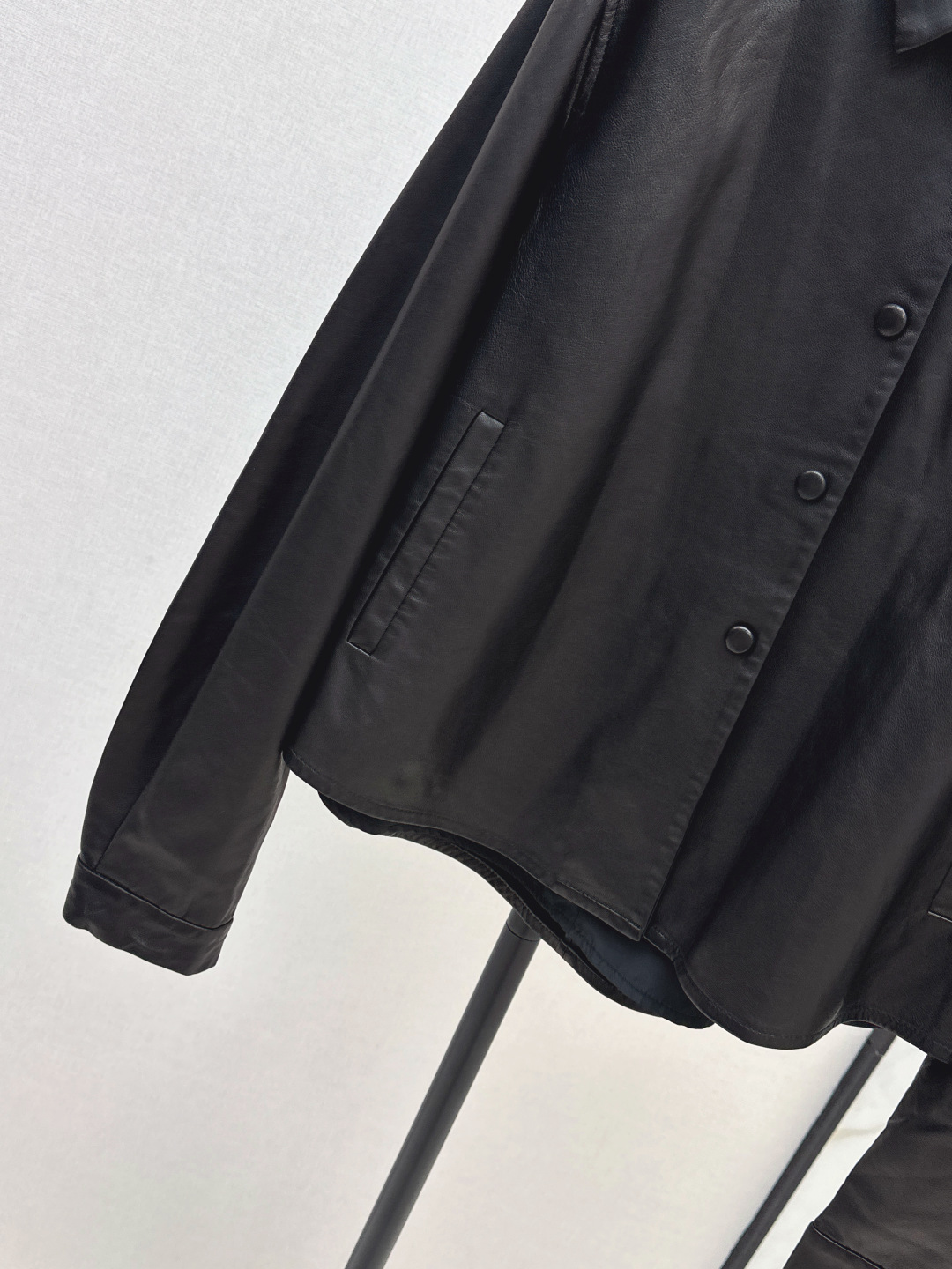 Miu Miu Women's Black Leather Shirt Jacket, Long Sleeves, Button Closure 7 cmp i1756518838462 5739 0 5