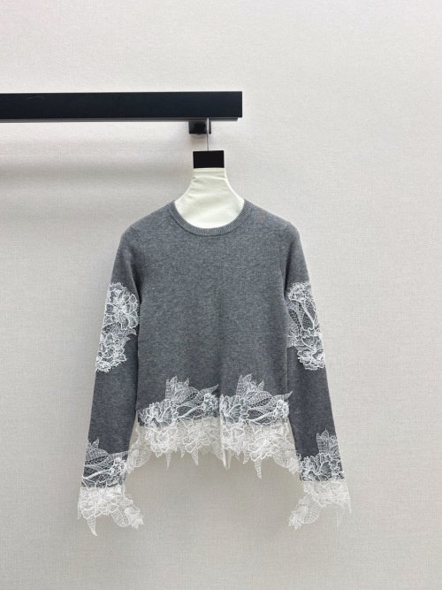 Elegant Lace Trim Wool Blend Sweater Long Sleeve Fall Fashion 1 Elegant Lace Trim Wool Blend Sweater Long Sleeve Fall Fashion