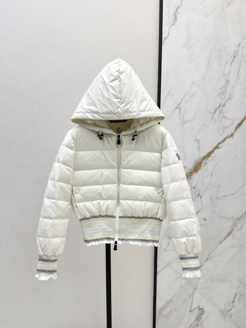 Moncler Women's White Down Padded Cropped Hooded Jacket 1 Moncler Women's White Down Padded Cropped Hooded Jacket