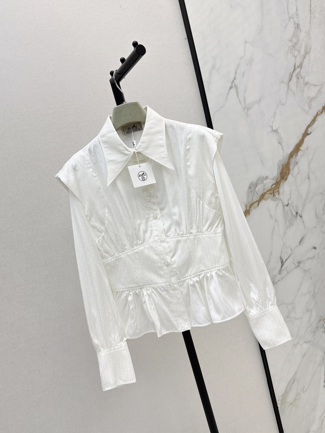 Elegant Women's White Jacquard Waist Shirt - Autumn New Collection 3 cmp i1756525608230 4433 0 1