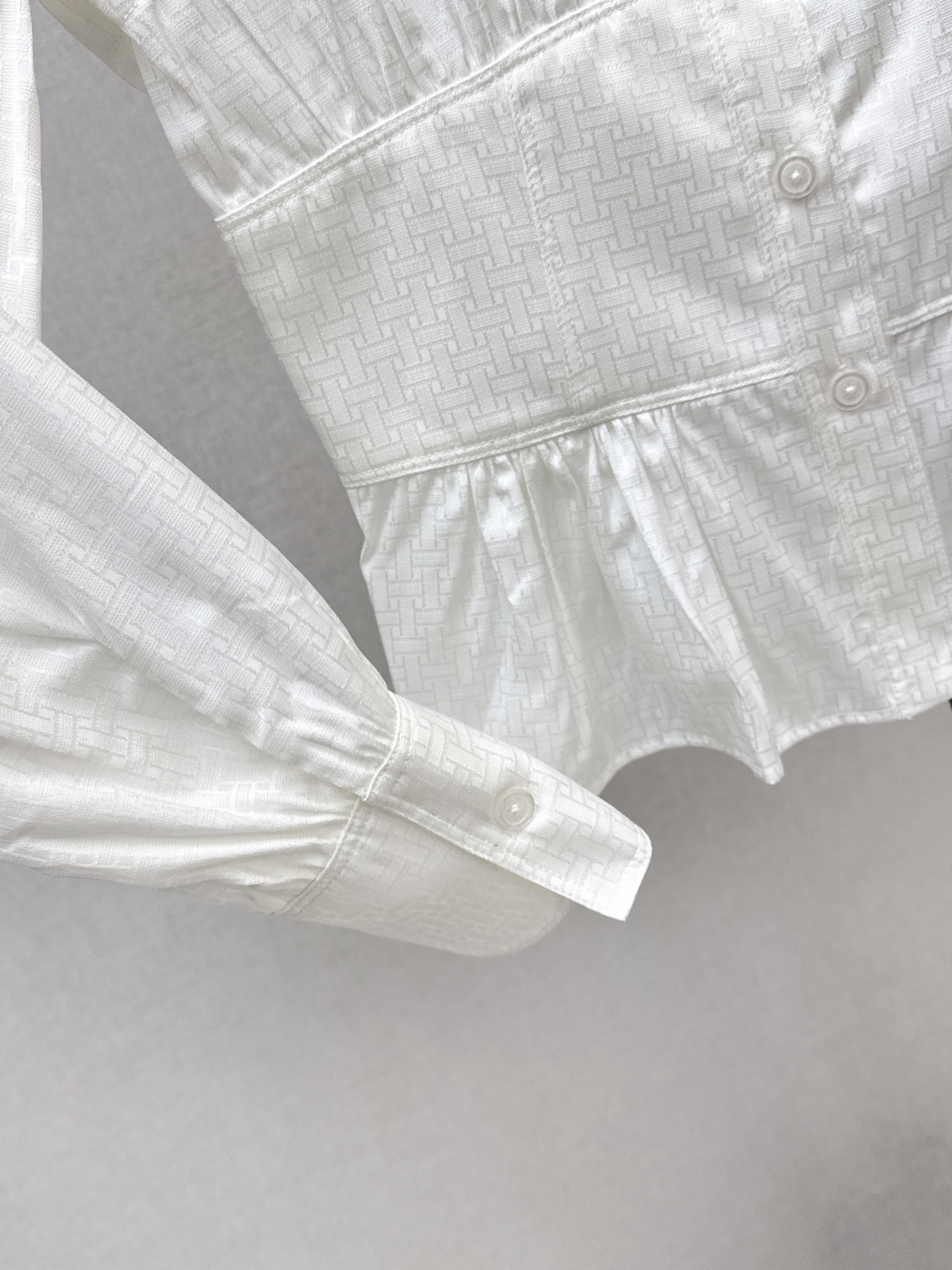 Elegant Women's White Jacquard Waist Shirt - Autumn New Collection 8 cmp i1756525608231 2397 0 6