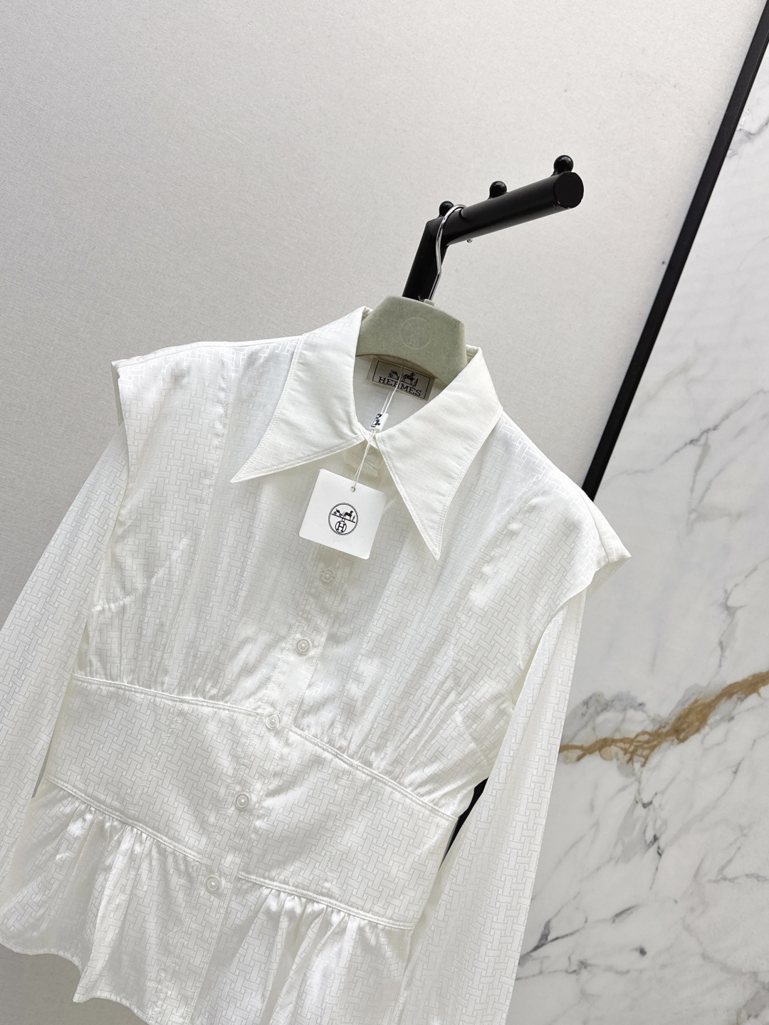 Elegant Women's White Jacquard Waist Shirt - Autumn New Collection 4 cmp i1756525613681 7722 0 2