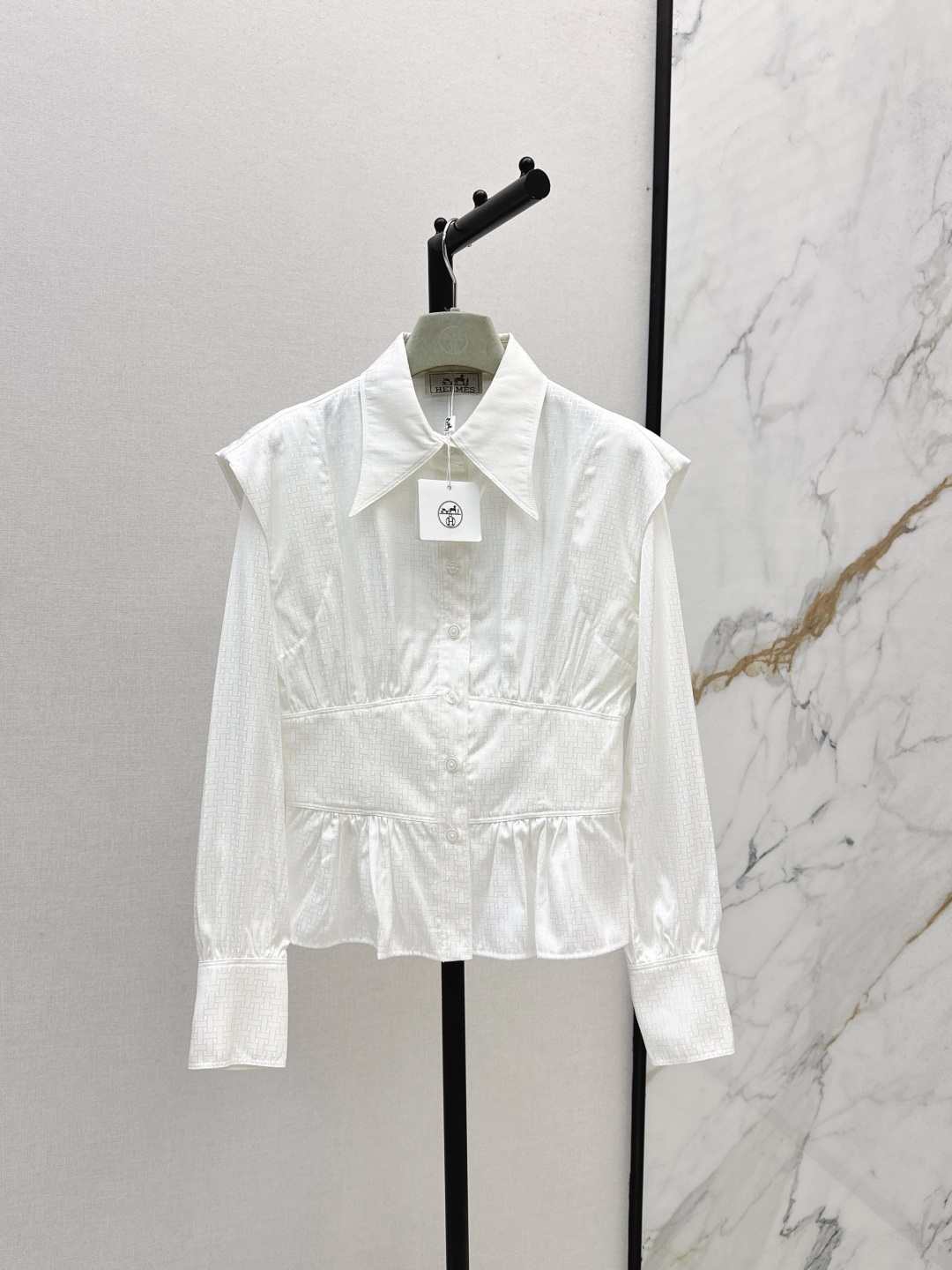 Elegant Women's White Jacquard Waist Shirt - Autumn New Collection 2 cmp i1756525613684 9198 0 0