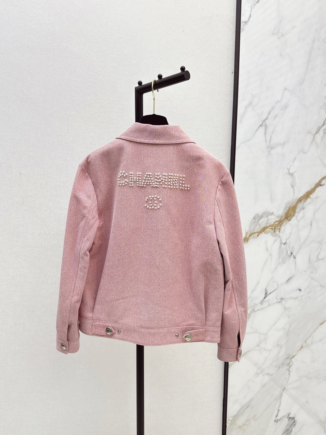 Chanel 25SS Pink Lambskin Jacket & Skirt Set with Logo and Pearl Details 9 cmp i1756610874890 9332 0 7