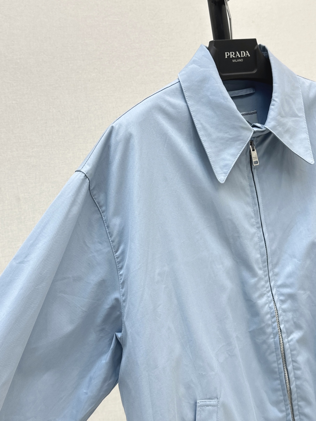 Prada Light Blue Jacket With Back Triangle Logo, Perfect for Fall 6 cmp i1756613144648 595 0 4