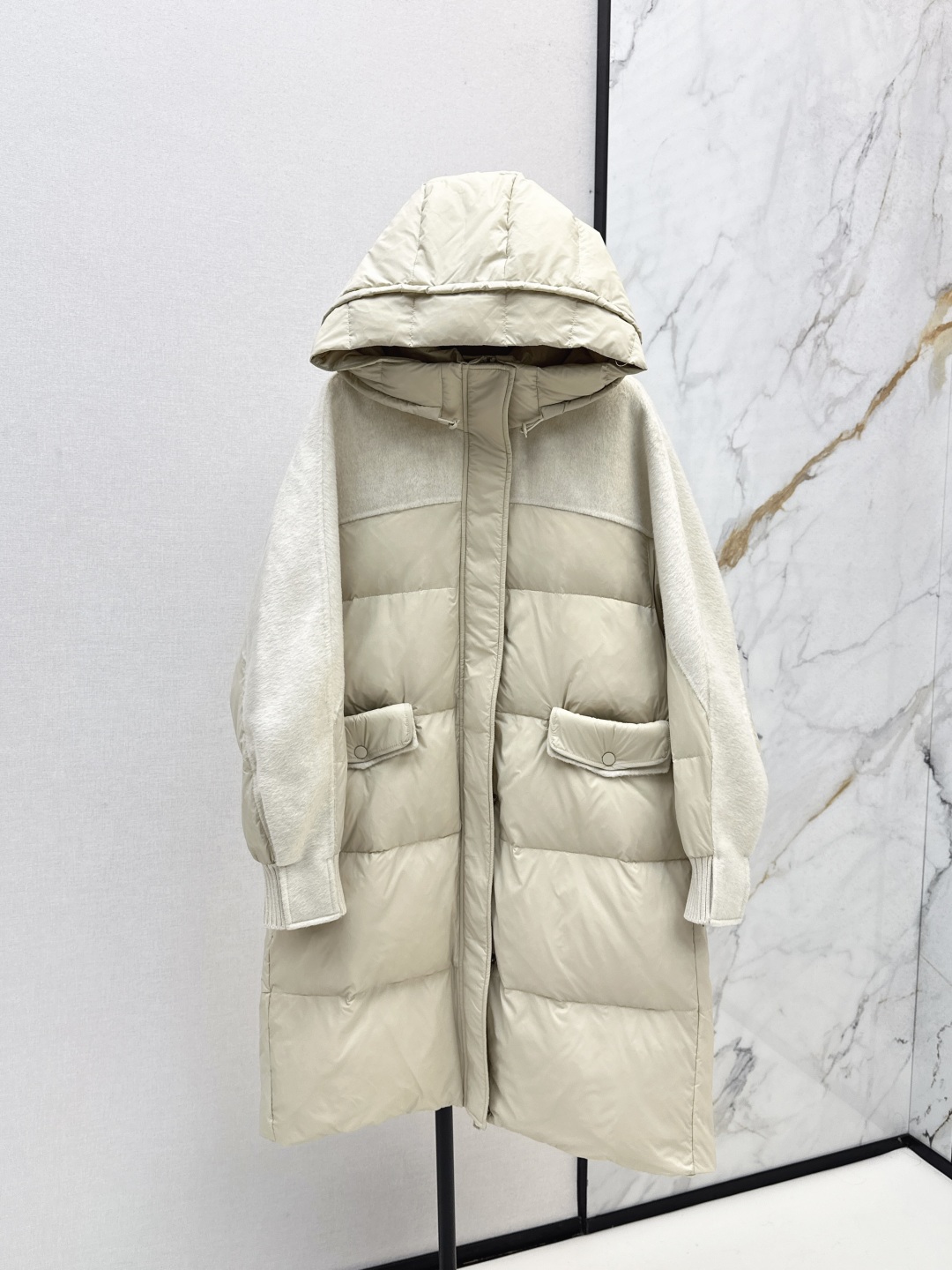 Doudoune Longue à Capuche en Cachemire et Laine pour Femme, Collection Automne-Hiver