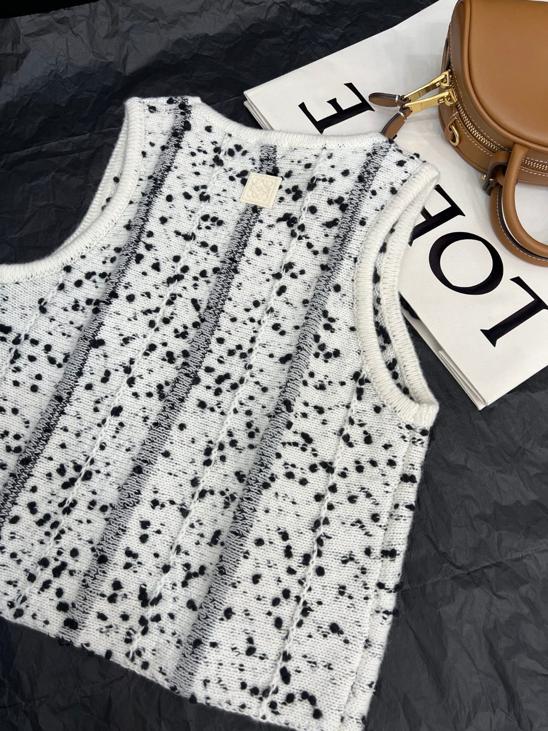Loewe Women's Black & White Jacquard Knit Vest Elegant Sleeveless Top 7 cmp i1756700010798 6717 0 5