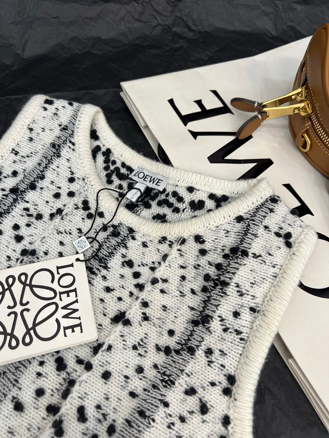 Loewe Women's Black & White Jacquard Knit Vest Elegant Sleeveless Top 4 cmp i1756700010798 7773 0 2