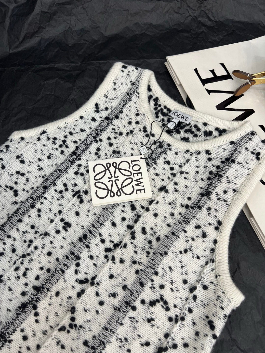 Loewe Women's Black & White Jacquard Knit Vest Elegant Sleeveless Top 3 cmp i1756700010798 8031 0 1