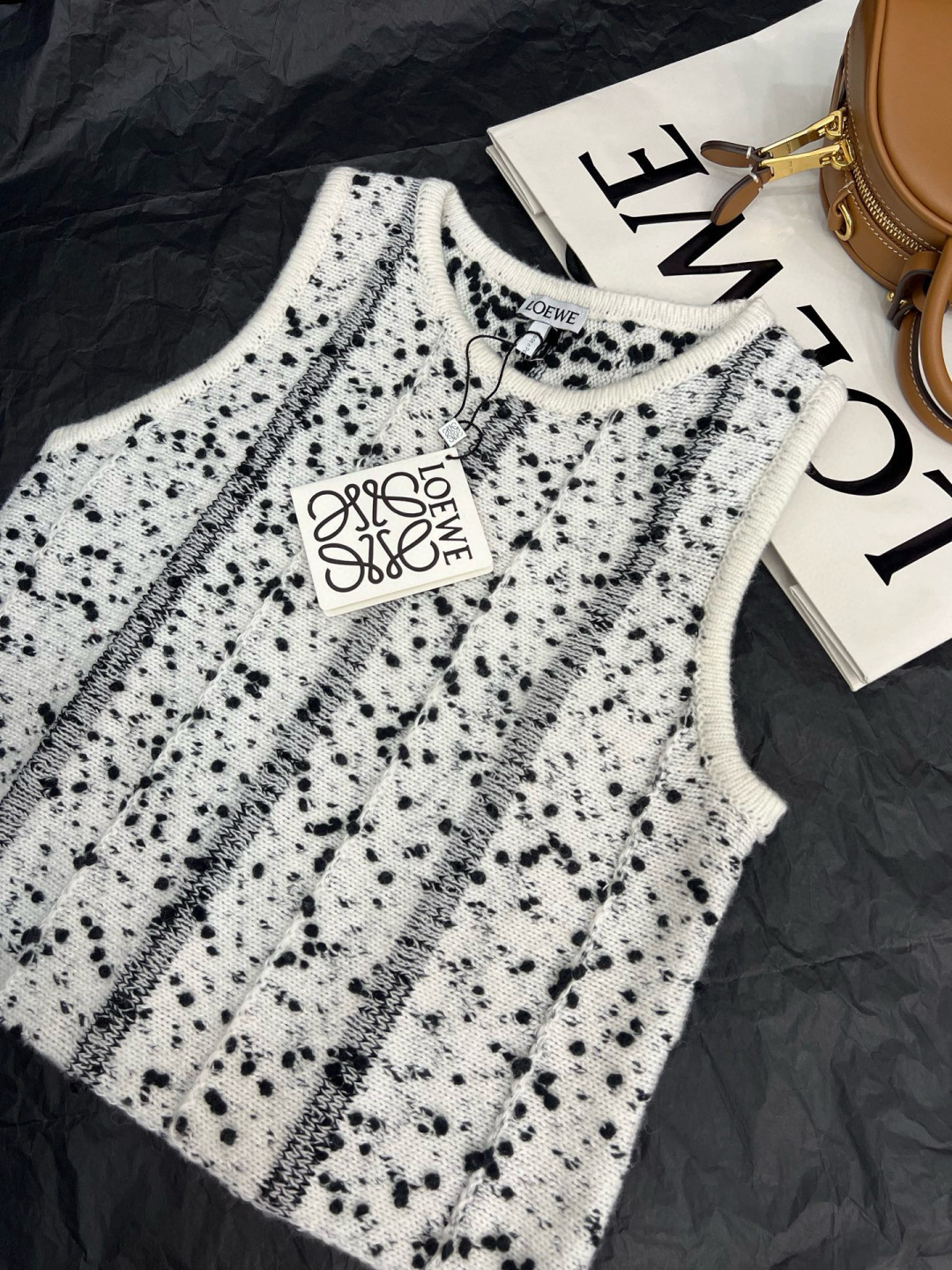 Loewe Women's Black & White Jacquard Knit Vest Elegant Sleeveless Top 2 cmp i1756700010799 1667 0 0