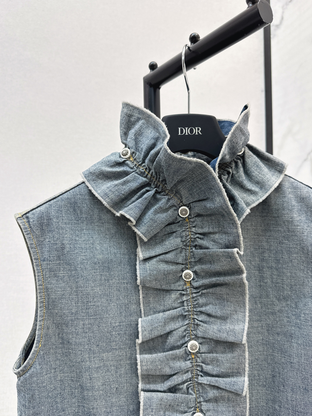 Dior Denim Vest with Detachable Ruffle Trim - Vintage Blue Sleeveless Top 6 cmp i1756709490787 4450 0 4