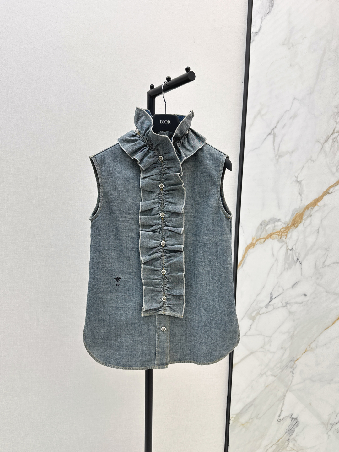 Dior Denim Vest with Detachable Ruffle Trim - Vintage Blue Sleeveless Top 2 cmp i1756709490787 9634 0 0