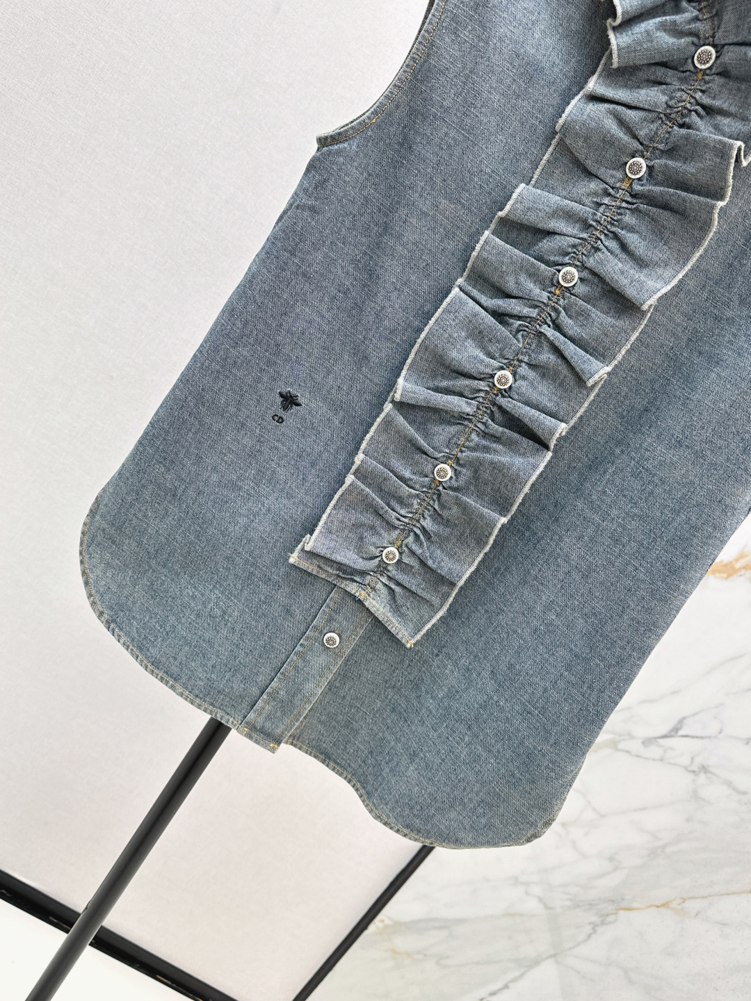Dior Denim Vest with Detachable Ruffle Trim - Vintage Blue Sleeveless Top 8 cmp i1756709490787 9721 0 6