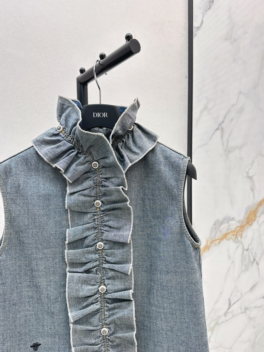 Dior Denim Vest with Detachable Ruffle Trim - Vintage Blue Sleeveless Top 5 cmp i1756709494971 7564 0 3