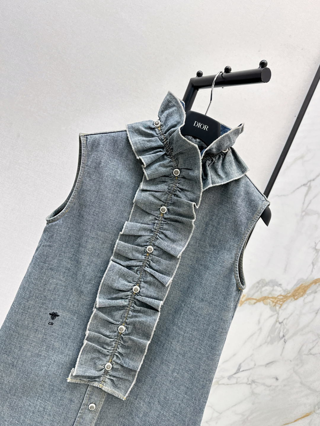 Dior Denim Vest with Detachable Ruffle Trim - Vintage Blue Sleeveless Top 4 cmp i1756709494974 5166 0 2