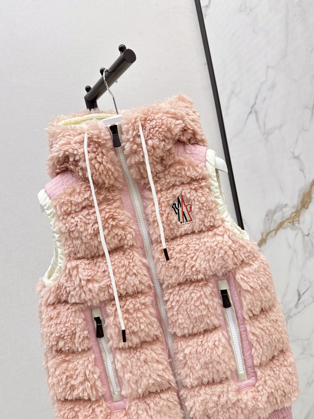 Moncler Women's Pink Teddy Fleece Down Vest Hooded Winter Warm Outerwear 5 cmp i1756711320284 1794 0 3