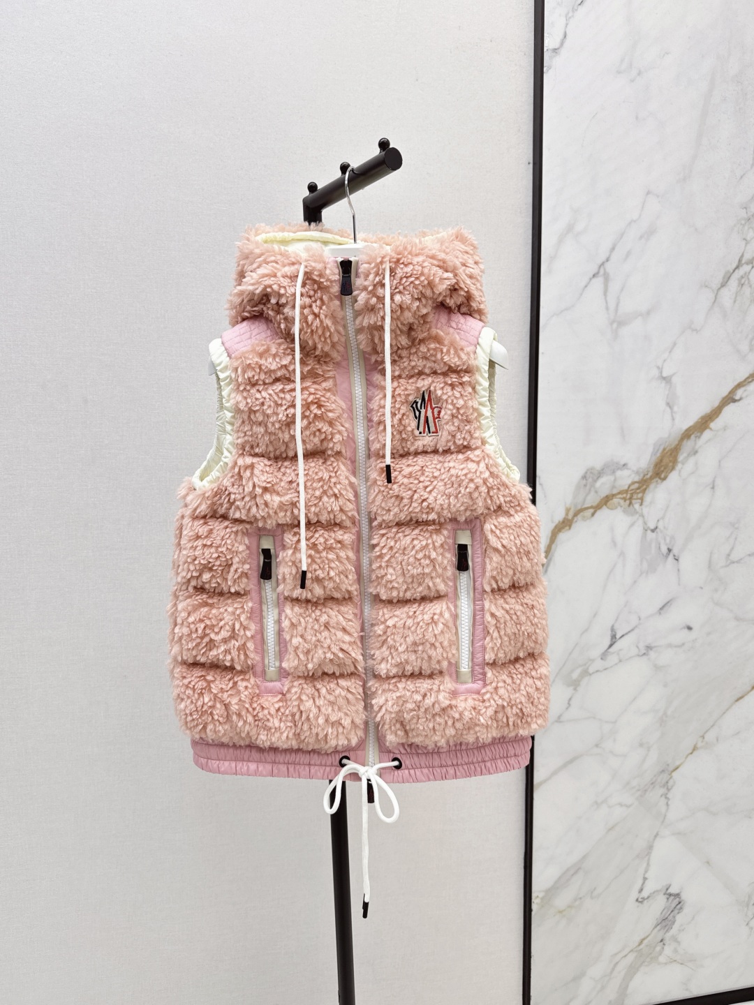 Moncler Women's Pink Teddy Fleece Down Vest Hooded Winter Warm Outerwear 3 cmp i1756711320288 8903 0 1