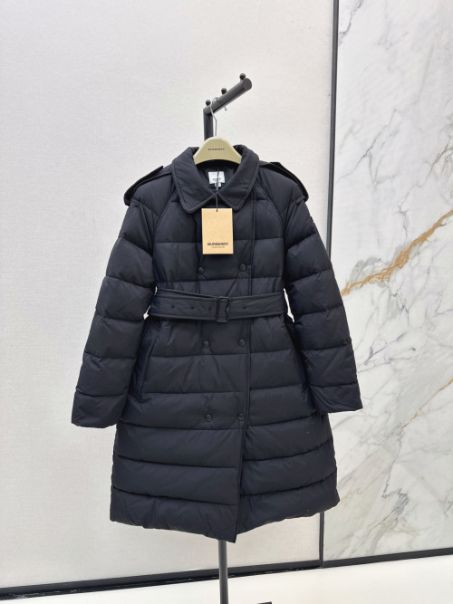Burberry Women's Double-Breasted Long Down Puffer Coat - Classic Style 1 Burberry Women's Double-Breasted Long Down Puffer Coat - Classic Style