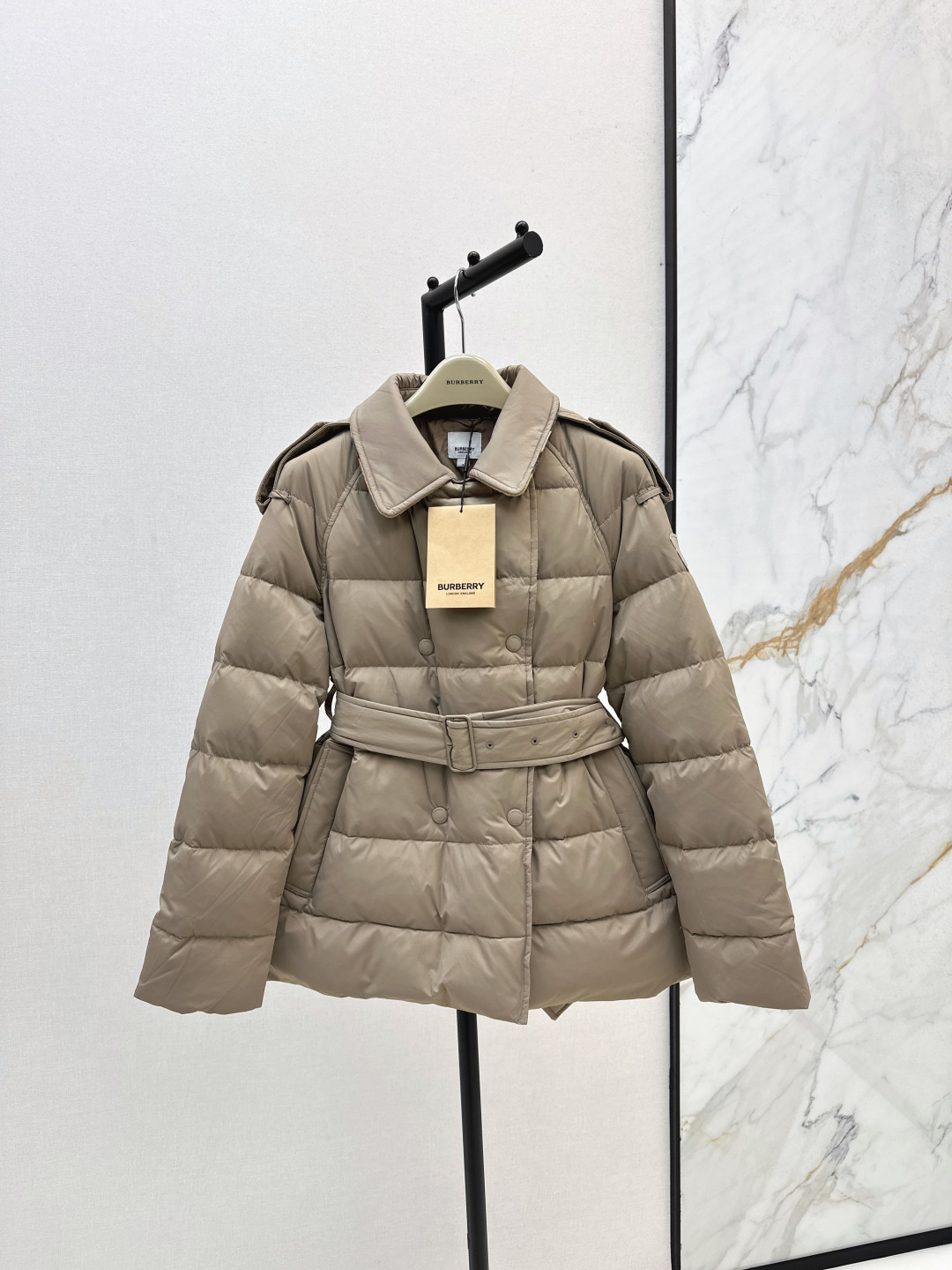 Burberry Women's Double-Breasted Short Down Jacket - Elegant & Warm