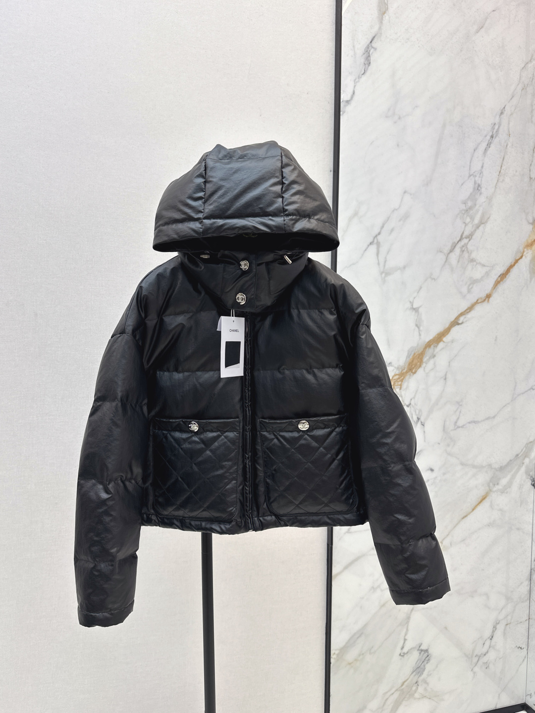 Chanel-Inspired Black Puffer Jacket with Hood, Double Pockets - Stylish & Warm 2 cmp i1756713247005 9776 0 0