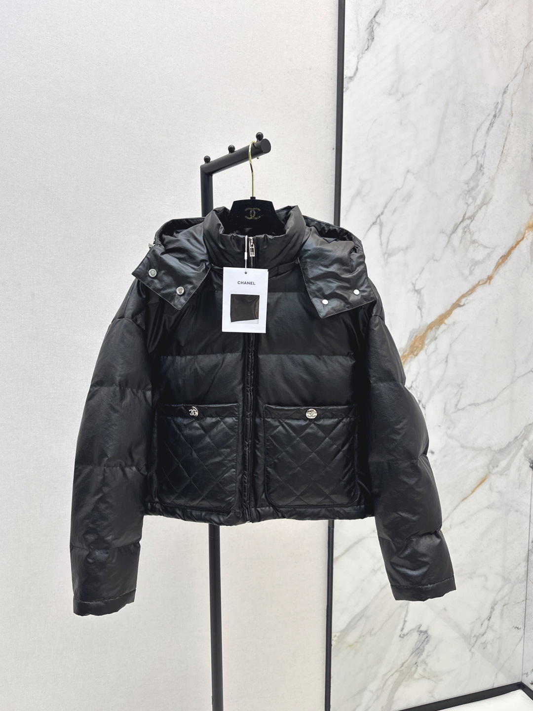 Chanel-Inspired Black Puffer Jacket with Hood, Double Pockets - Stylish & Warm 3 cmp i1756713247068 3852 0 1
