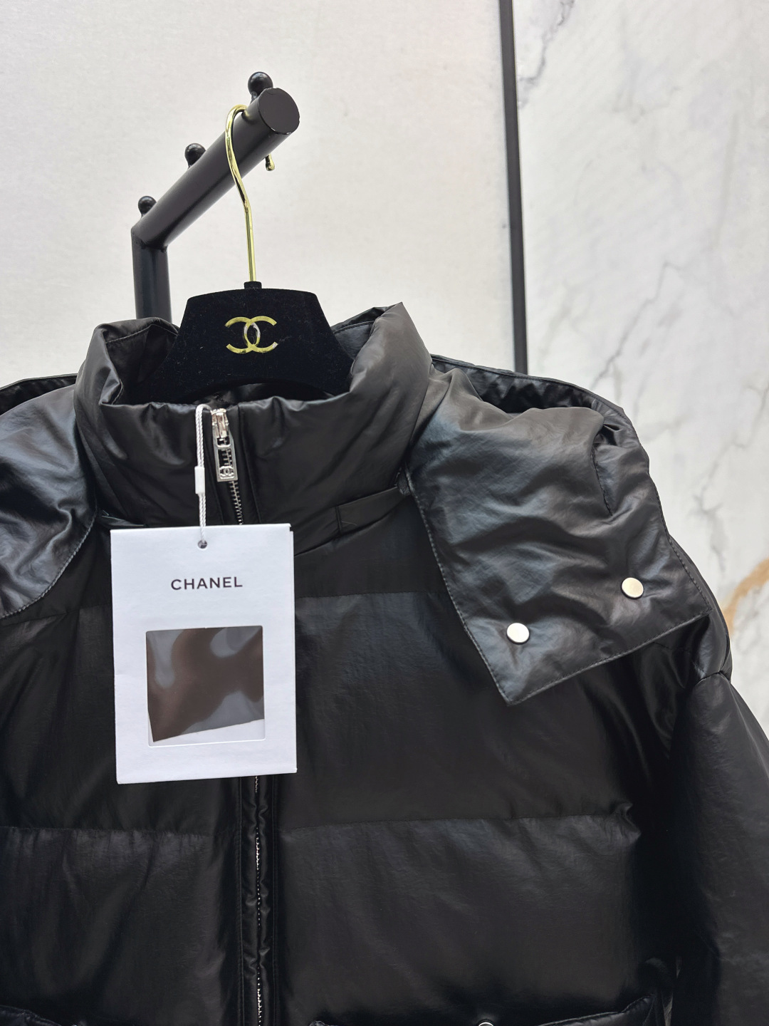 Chanel-Inspired Black Puffer Jacket with Hood, Double Pockets - Stylish & Warm 5 cmp i1756713251046 6723 0 4