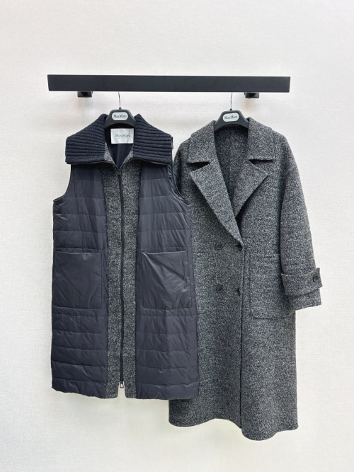 Max Mara Wool Coat & Down Vest Set - Detachable, Double-Breasted Winter Style 1 Max Mara Wool Coat & Down Vest Set - Detachable, Double-Breasted Winter Style