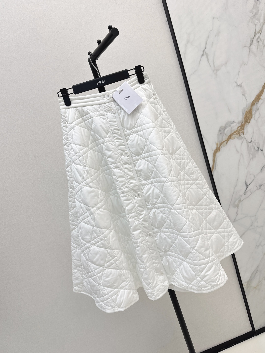 Dior White Quilted Midi Skirt A-Line Silhouette Nylon Slimming S-L 3 cmp i1756717473116 2572 0 1