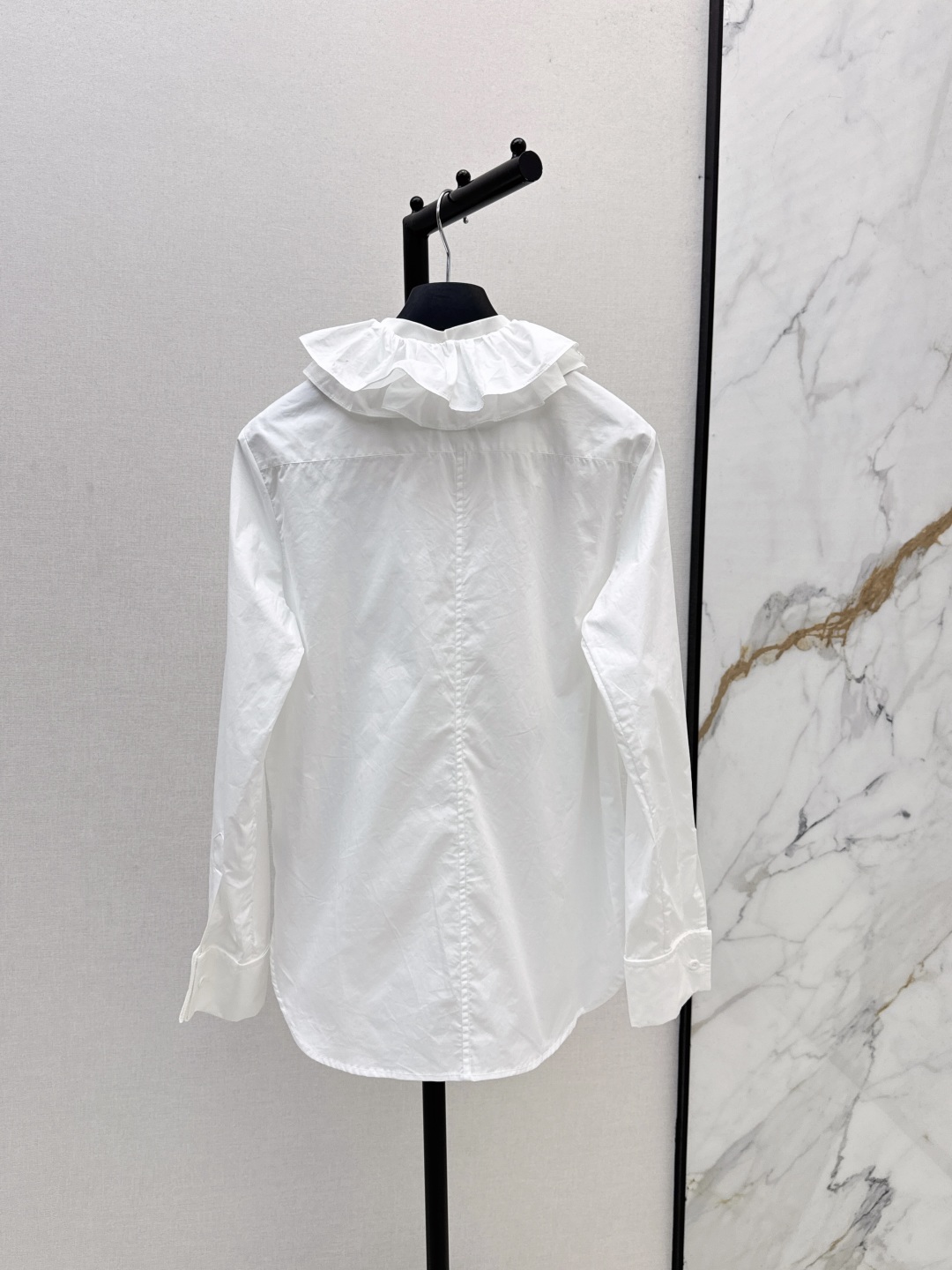 Dior Women's White Ruffle Trim Long Sleeve Blouse,Bee Embroidery, Cotton Fabric 9 cmp i1756718907882 9505 0 7