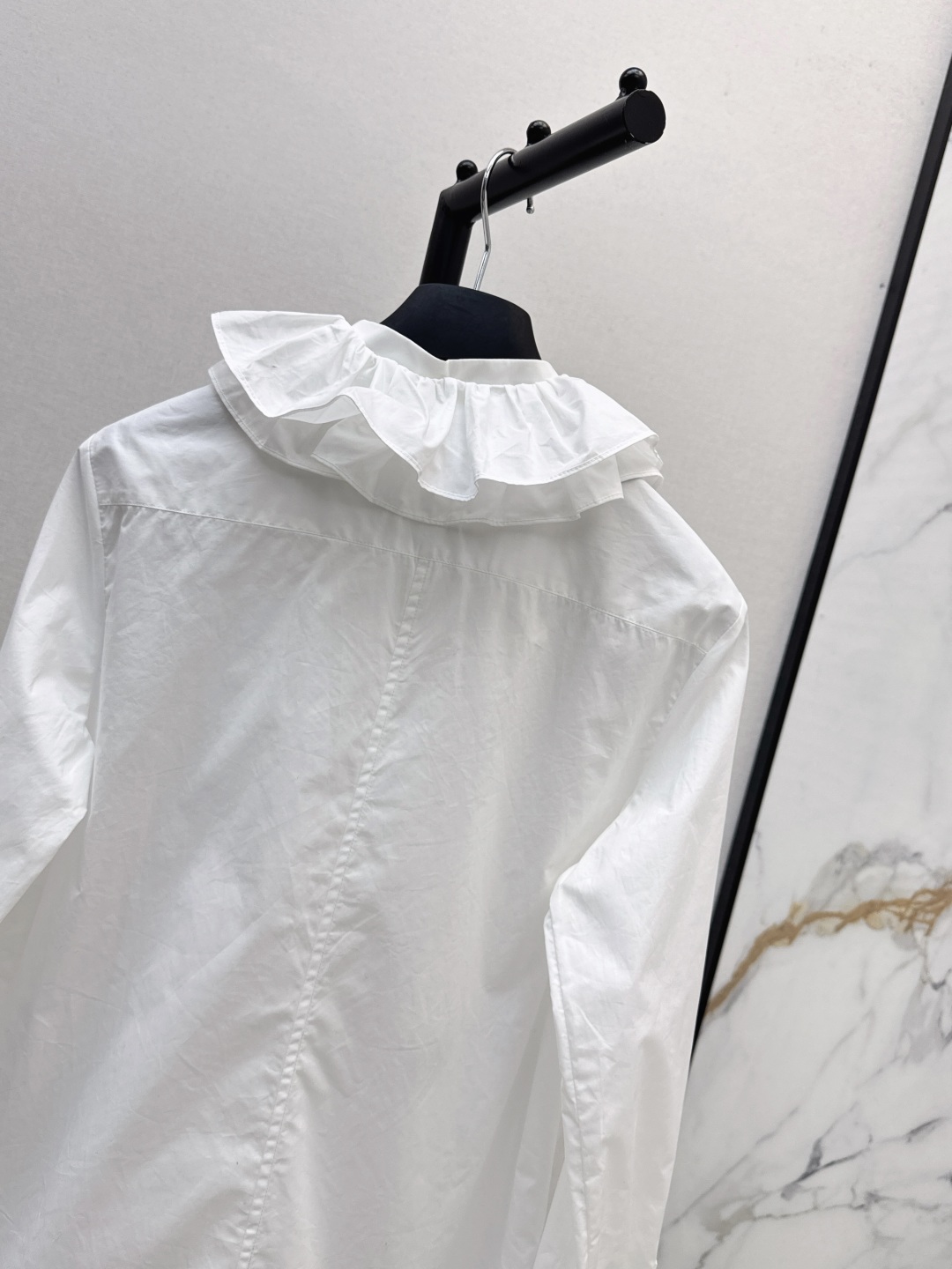 Dior Women's White Ruffle Trim Long Sleeve Blouse,Bee Embroidery, Cotton Fabric 10 cmp i1756718910702 4467 0 8