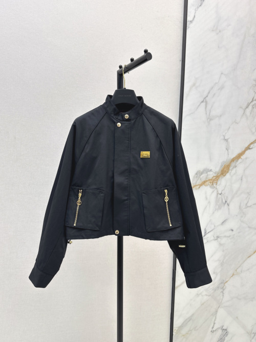 Louis Vuitton Women's Black Stand Collar Short Trench Coat Outerwear 1 Louis Vuitton Women's Black Stand Collar Short Trench Coat Outerwear