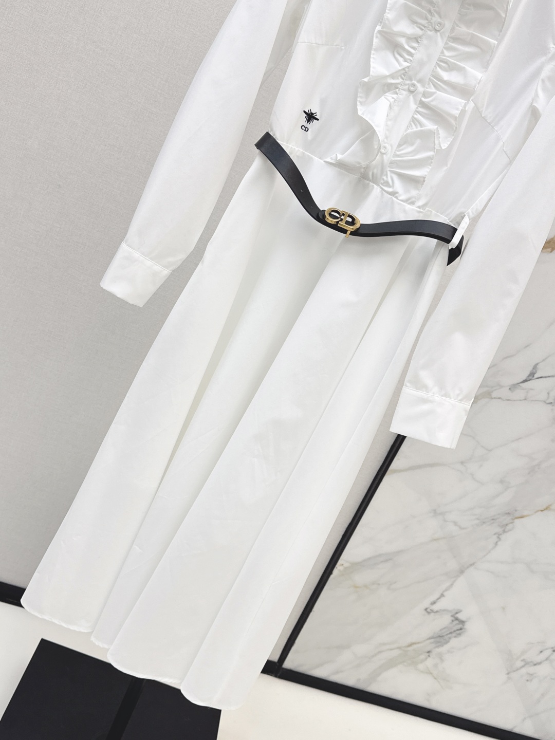 Dior White Cotton Poplin Dress with Ruffled Trim and Belt 8 cmp i1756795609301 4033 0 6