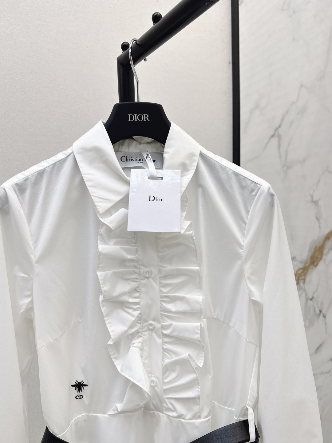 Dior White Cotton Poplin Dress with Ruffled Trim and Belt 5 cmp i1756795609302 4214 0 3