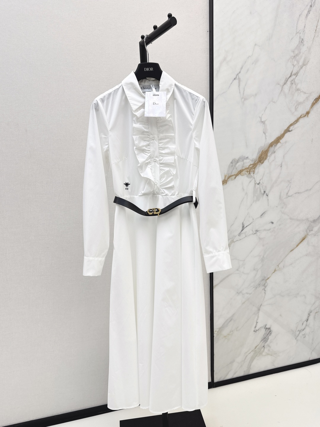 Dior White Cotton Poplin Dress with Ruffled Trim and Belt 2 cmp i1756795611801 1962 0 0