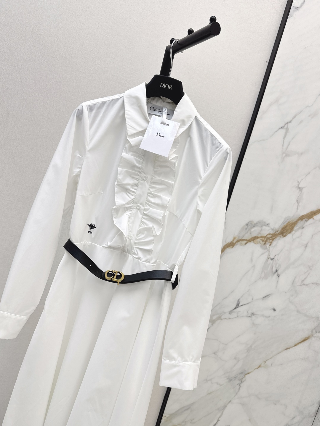 Dior White Cotton Poplin Dress with Ruffled Trim and Belt 4 cmp i1756795611805 1221 0 2