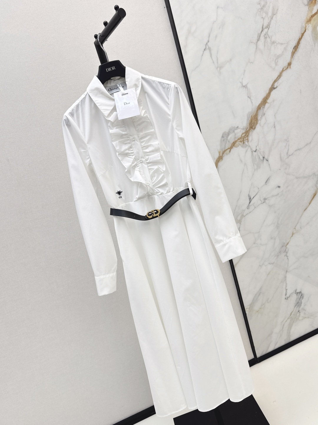 Dior White Cotton Poplin Dress with Ruffled Trim and Belt 3 cmp i1756795611806 6761 0 1