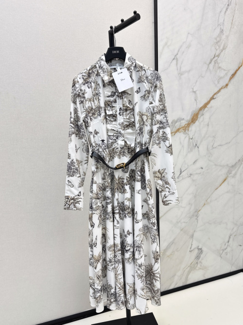 Dior Early Autumn Floral Print Belted Midi Dress 1 Dior Early Autumn Floral Print Belted Midi Dress