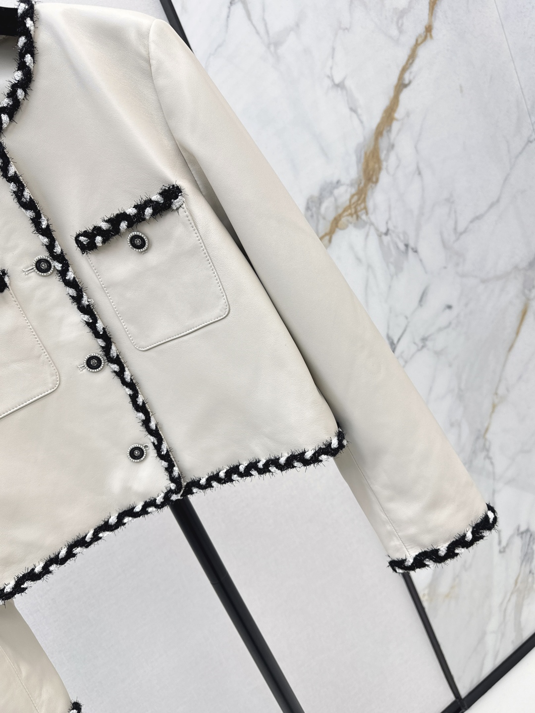 Chanel Women's Lambskin Leather Jacket with Braided Trim - Elegant Outerwear 7 cmp i1756796462386 3462 0 5