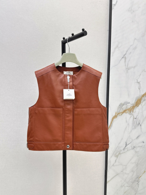 Hermès Women's Leather Vest: Stylish, High-Quality Lambskin Outerwear 1 Hermès Women's Leather Vest: Stylish, High-Quality Lambskin Outerwear