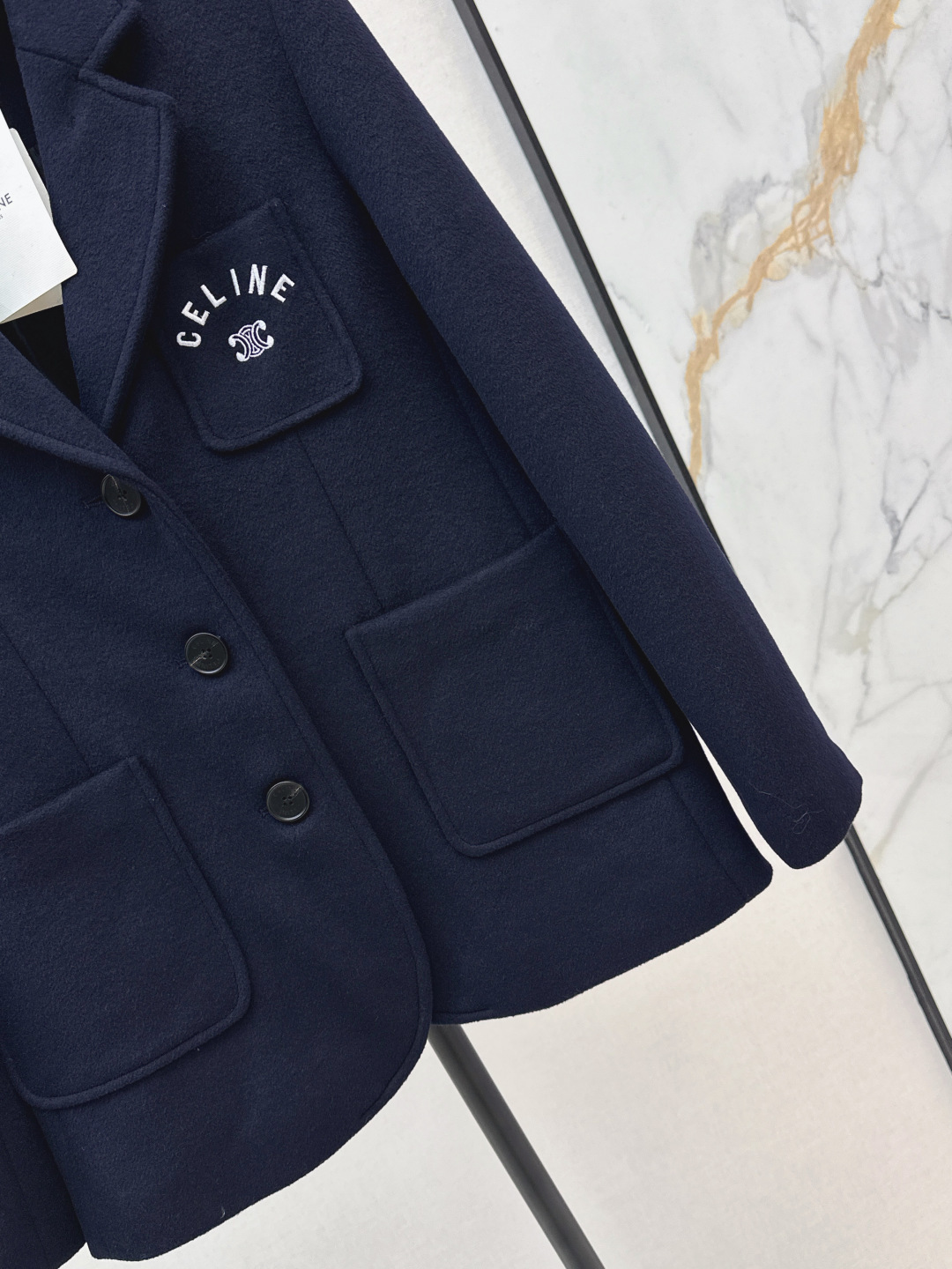 CELINE Women's Navy Wool Letter Logo Blazer Elegant Business Casual Coat 7 cmp i1757831705137 151 0 6