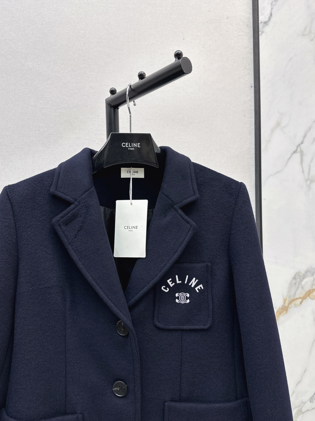 CELINE Women's Navy Wool Letter Logo Blazer Elegant Business Casual Coat 5 cmp i1757831754840 1475 0 4