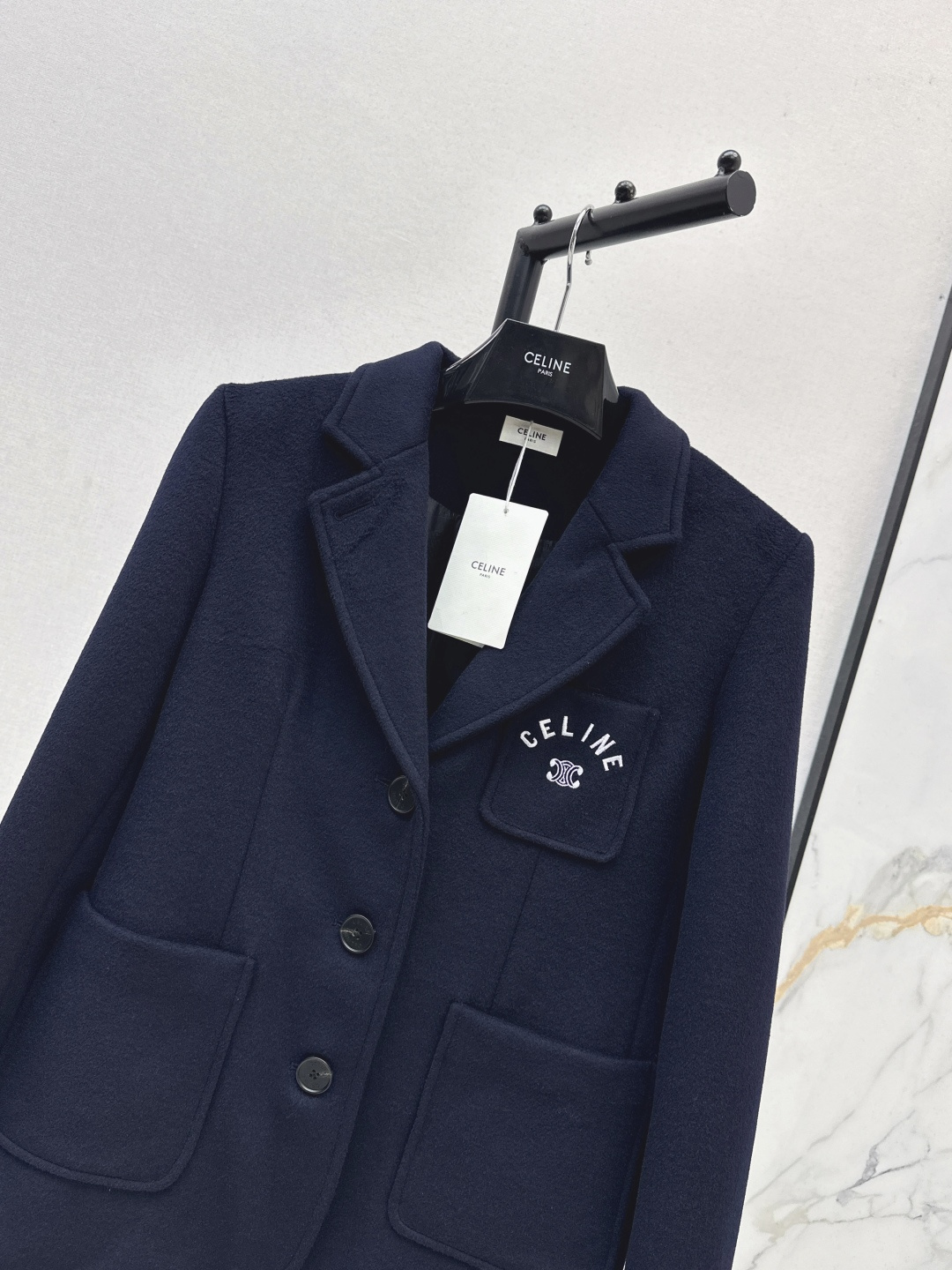 CELINE Women's Navy Wool Letter Logo Blazer Elegant Business Casual Coat 4 cmp i1757831985202 1731 0 2