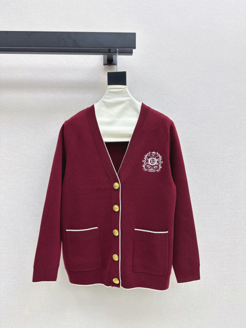 Bal V-Neck Knit Cardigan Wool Blend Color Block Trim Fall Essential 6 Bal V-Neck Knit Cardigan Wool Blend Color Block Trim Fall Essential