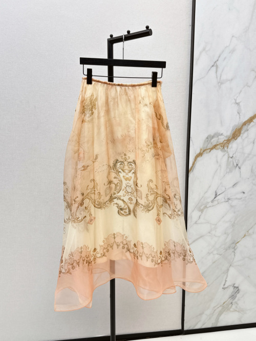 Resort Style Printed Silk Blend Midi Skirt - Elegant and Romantic 7 Resort Style Printed Silk Blend Midi Skirt - Elegant and Romantic