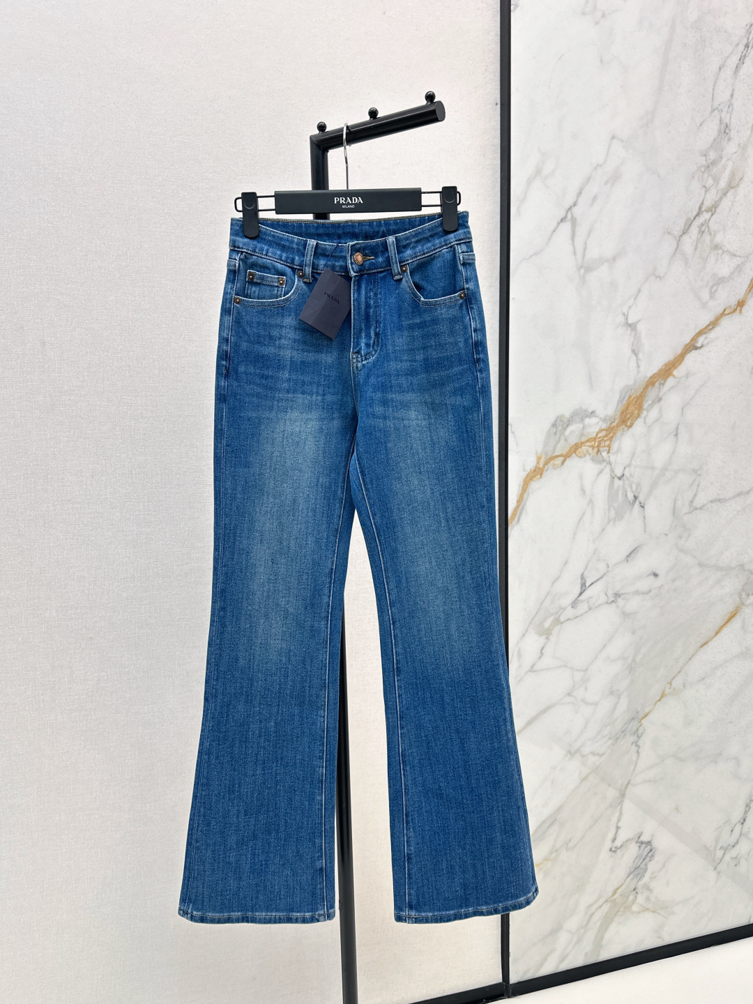 Prada Women's Denim Jeans Minimalist Flare Leg High Waist Blue 2 cmp i1757844923302 9713 0 0