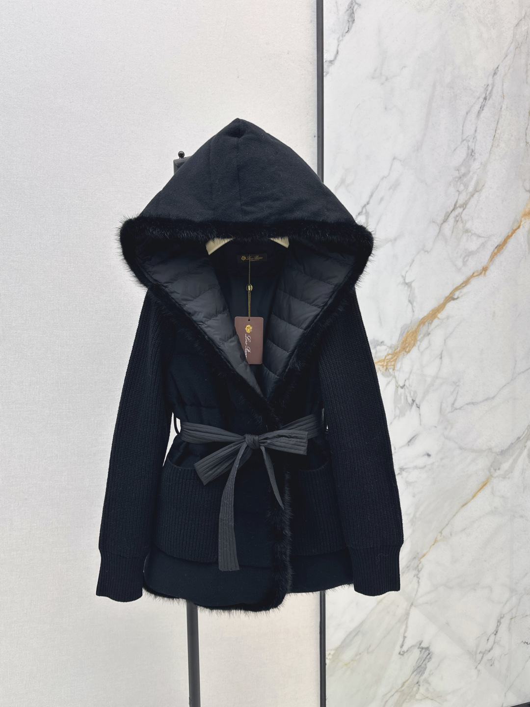 Wool Knit Down Jacket with Hood - Luxurious and Warm Winter Coat