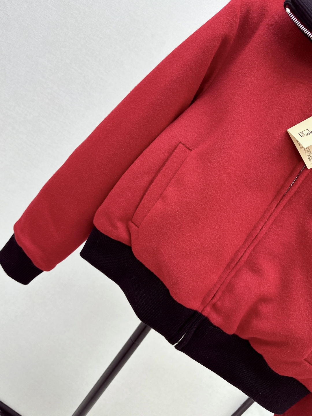 Miu Miu Wool Blend Bomber Jacket, Red, High Neck, Embroidered Logo, Women's 7 cmp i1757850689124 9934 0 5